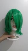 Peruca verde curta cosplay