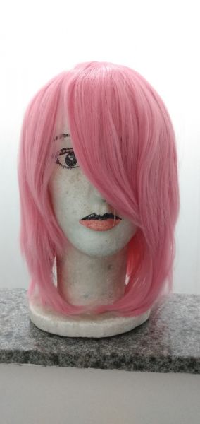 Peruca rosa curta