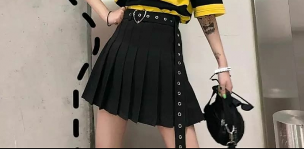 Saia com cinto heart preta
